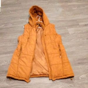 Men's Hooded Sleeveless Jacket with 2 Super Deep Pockets with Draw Strings